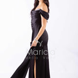 abito lungo con strass ALC04 NERO MARICLA ELEGANCE 