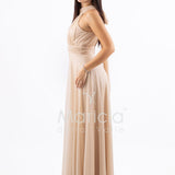 abito lungo scollo america glitter FI6646 ORO MARICLA ELEGANCE 