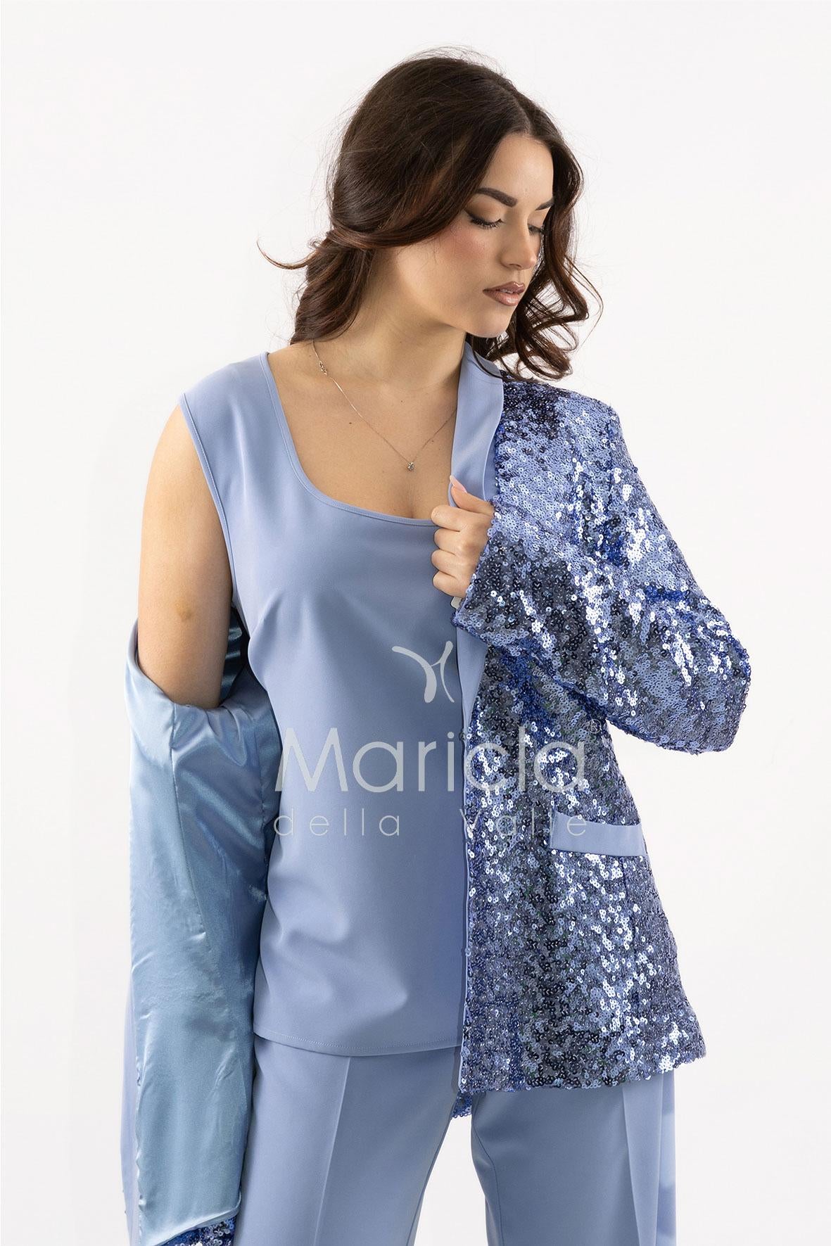 Completo in paiette tailleur  3 pezzi JC35273 INDACO MARICLA ELEGANCE 
