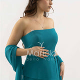 tuta con baschina e dettaglio strass SH906TU PETROLIO SHARON 