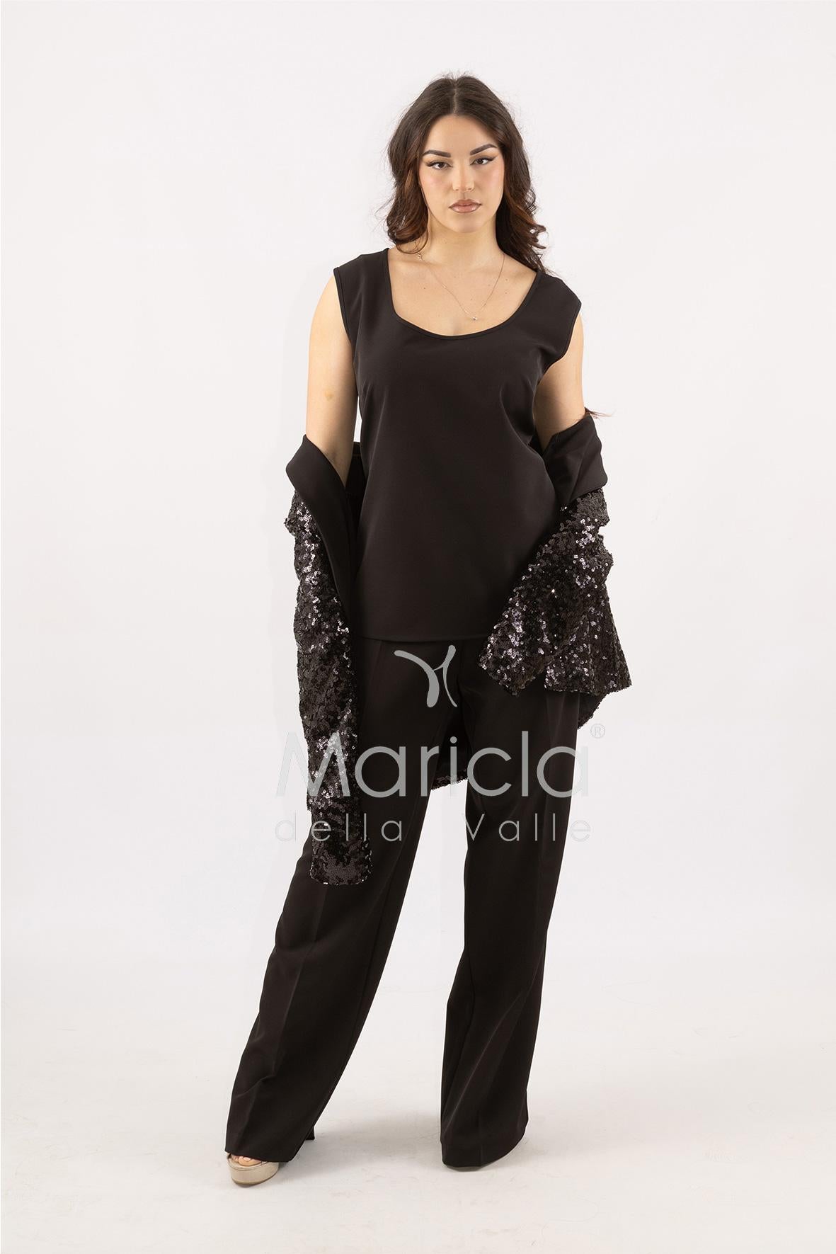 Completo in paiette tailleur  3 pezzi JC35273 NERO MARICLA ELEGANCE 