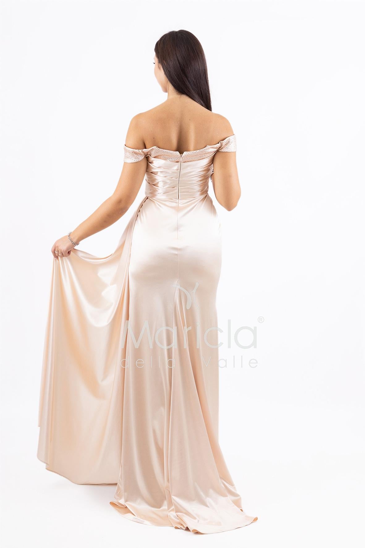 Abito lungo scollo omerale JC35274 CHAMPAGNE MARICLA ELEGANCE 