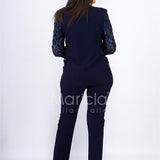 Completo 3 pezzi Ricamato PF414 BLU PAOLA FORTI 