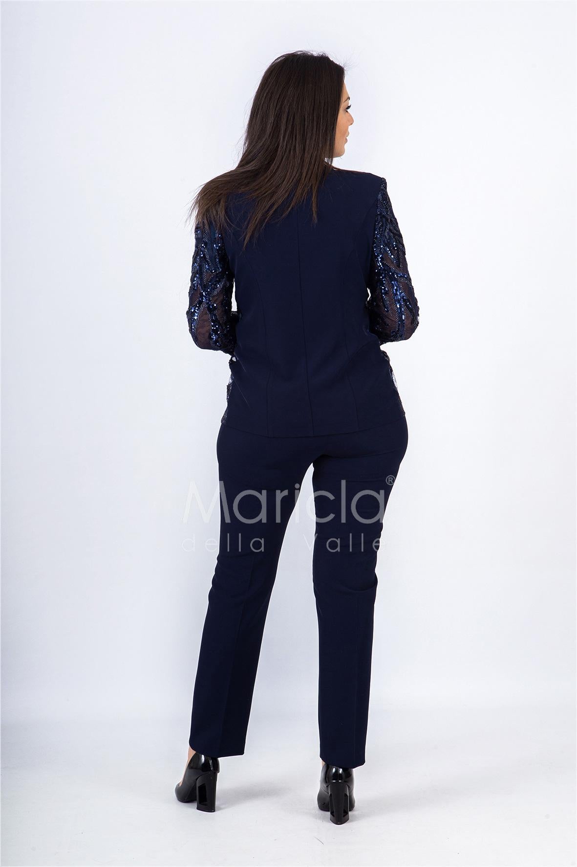 Completo 3 pezzi Ricamato PF414 BLU PAOLA FORTI 