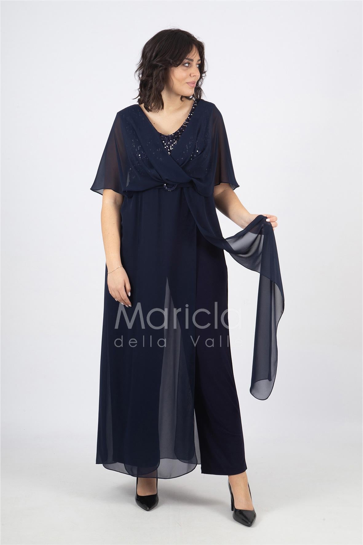 tuta corpetto paiette JC35041 BLU MARICLA ELEGANCE 