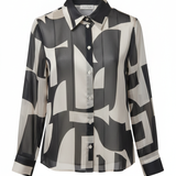 Camicia in Chiffon a Stampa Geometrica Abstract ROMI2743 NERO MARICLA 