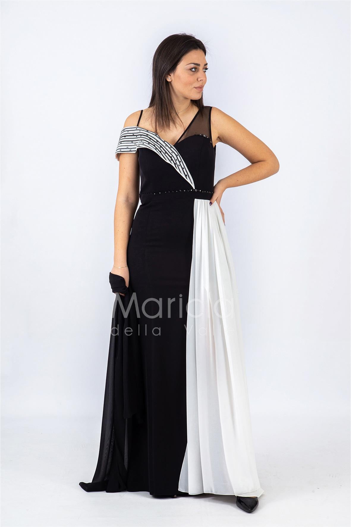 lungo bicol.lato strass PF601 NERO PAOLA FORTI 