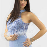 abito lungo con corpetto in strass e piume SH842AL PERVINCA SHARON 