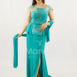 abito lungo con baschina ricamata SH839AL TIFFANY SHARON 