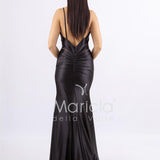 Abito lungo in raso con spacco JC29205 NERO MARICLA ELEGANCE 