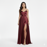 Abito lungo con spacco e pannelli JC35456 CILIEGIA MARICLA ELEGANCE 