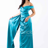 abito con strass scollo FI7443 SMERALDO MARICLA ELEGANCE 