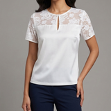maglia con macramè ROMI2431 BIANCO MARICLA 