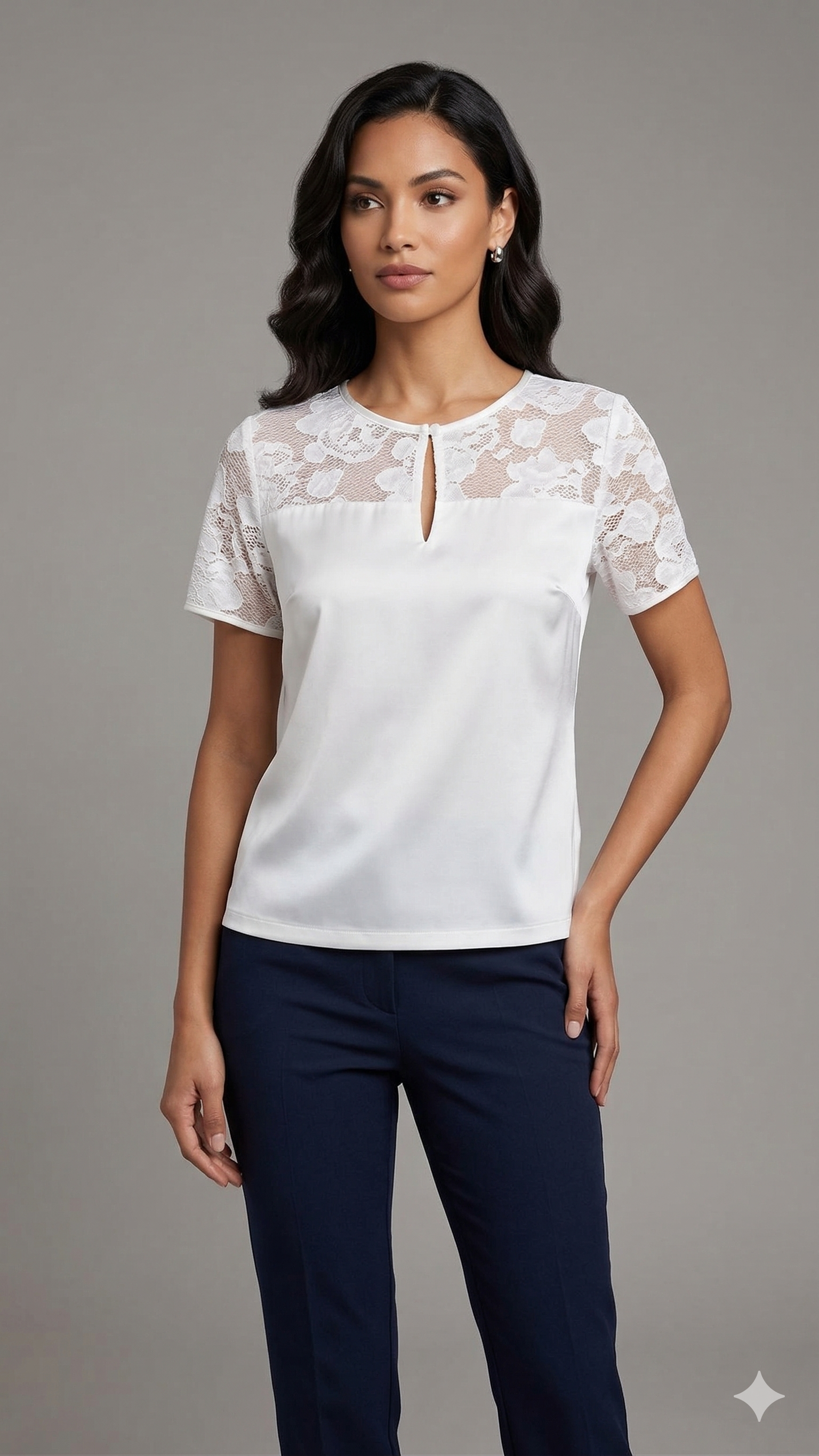 maglia con macramè ROMI2431 BIANCO MARICLA 