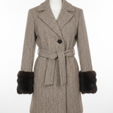 cappotto diagonale con manicotto pelliccia ROMI2754 MORO MARICLA 