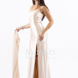 abito lungo con paiette laterali LC35370 CHAMPAGNE MARICLA ELEGANCE 