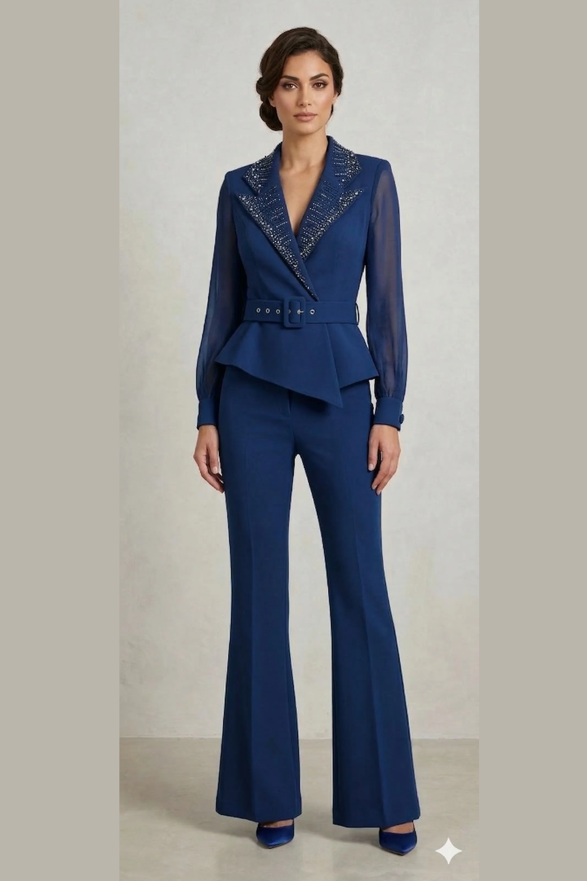 tuta bavero smoking strass LH120TU BLU LUDOVICA HASSLER 