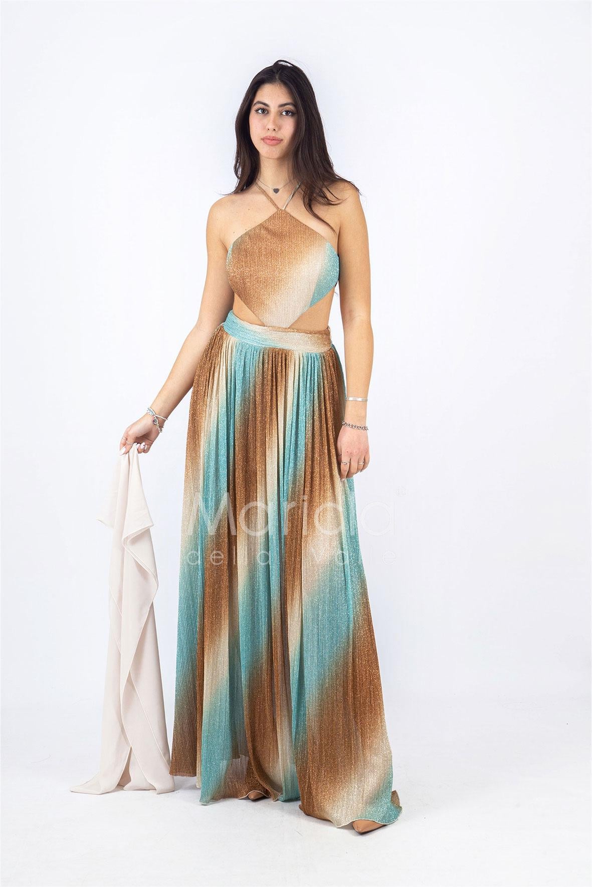 Abito Lungo glitterato LH702 ORO LUDOVICA HASSLER 