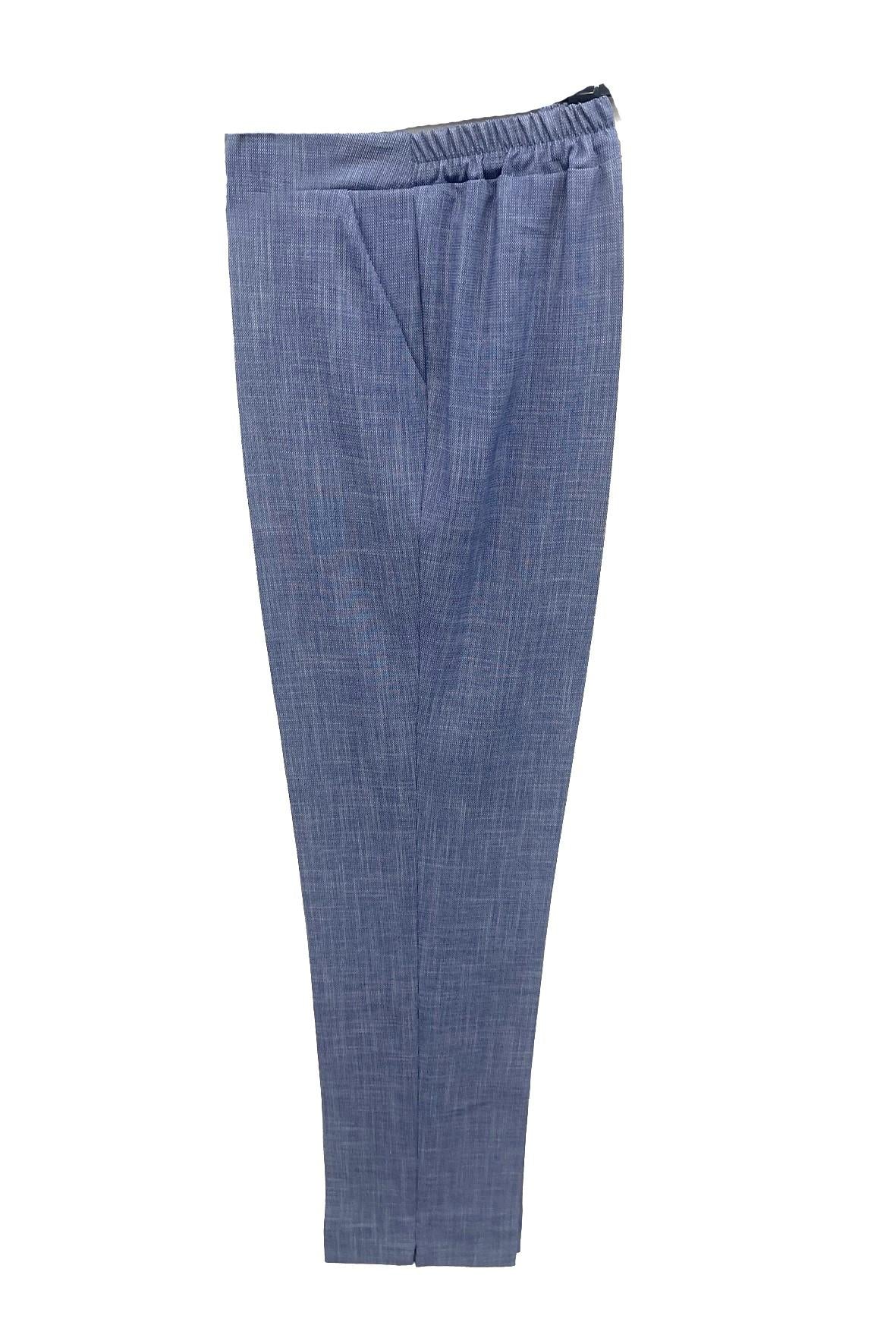 pantalone gamba stretta effetto lino MS11537SC BLU MARICLA 