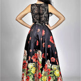 Abito lungo floreale BB27401 NERO MARICLA ELEGANCE 