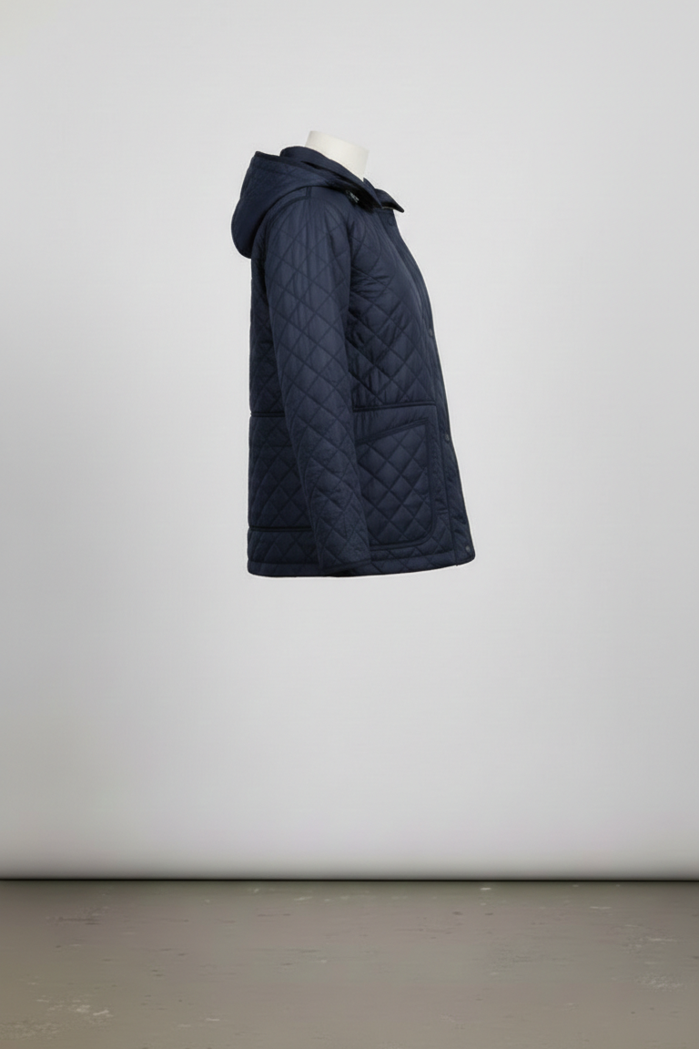 Giaccone trapuntato con cappuccio EC2508 BLU MARICLA 