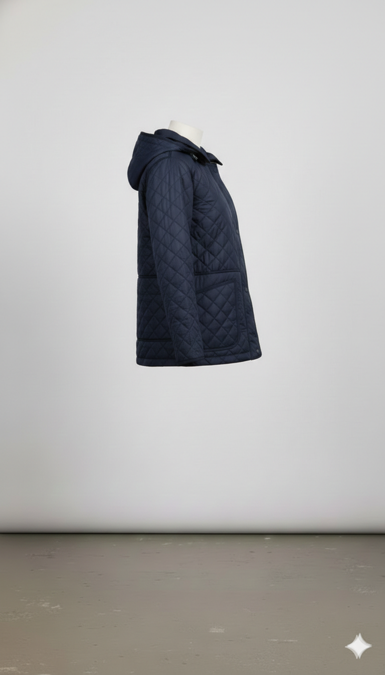 Giaccone trapuntato con cappuccio EC2508 BLU MARICLA 