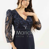 tuta con manica paiette SH905TU BLU SHARON 