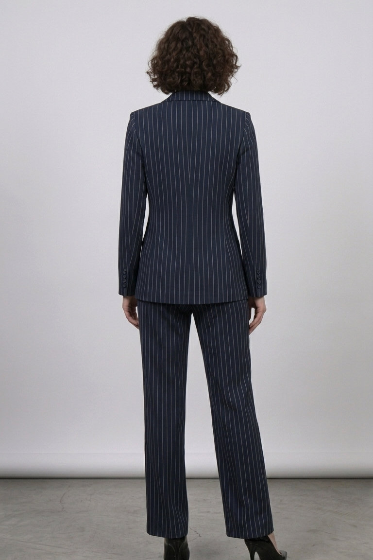 Tailleur Gessato con Dettaglio Floreale ADELINA BLU MARICLA 