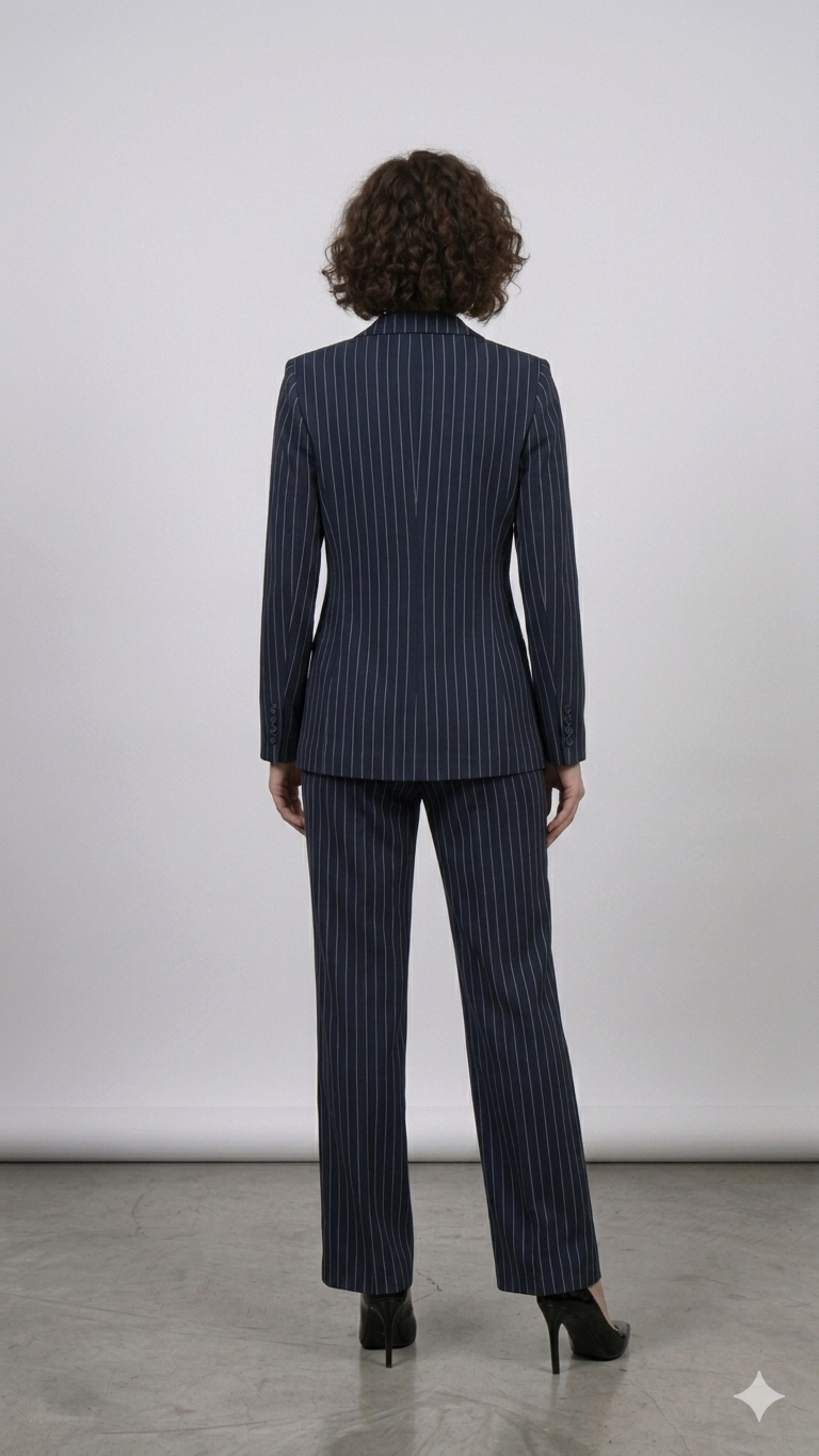 Tailleur Gessato con Dettaglio Floreale ADELINA BLU MARICLA 