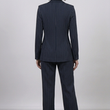 Tailleur Gessato con Dettaglio Floreale ADELINA BLU MARICLA 