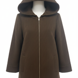 cappotto diagonale cappuccio fantasia DB10709 MORO MARICLA 