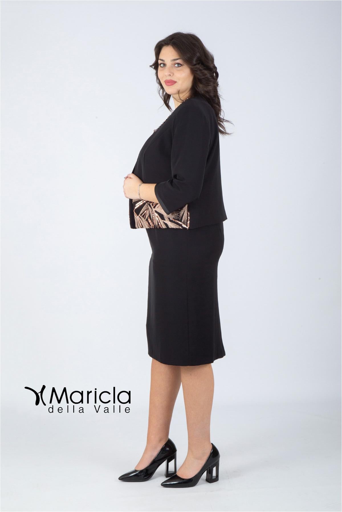 tubino+bolero PF410 NERO PAOLA FORTI 