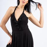 Abito lungo con scollo rouches JC34462 NERO MARICLA ELEGANCE 