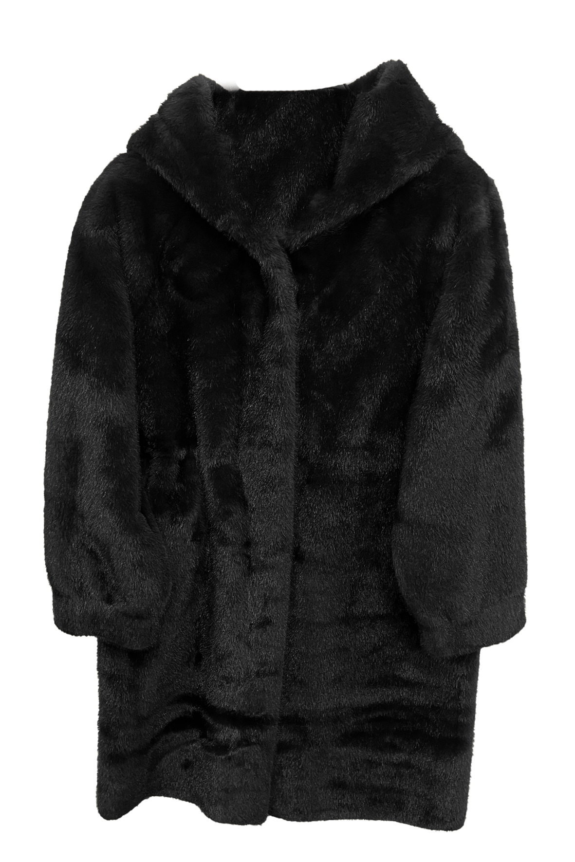 cappotto con cappuccio pelliccia AZ85P NERO MARICLA 