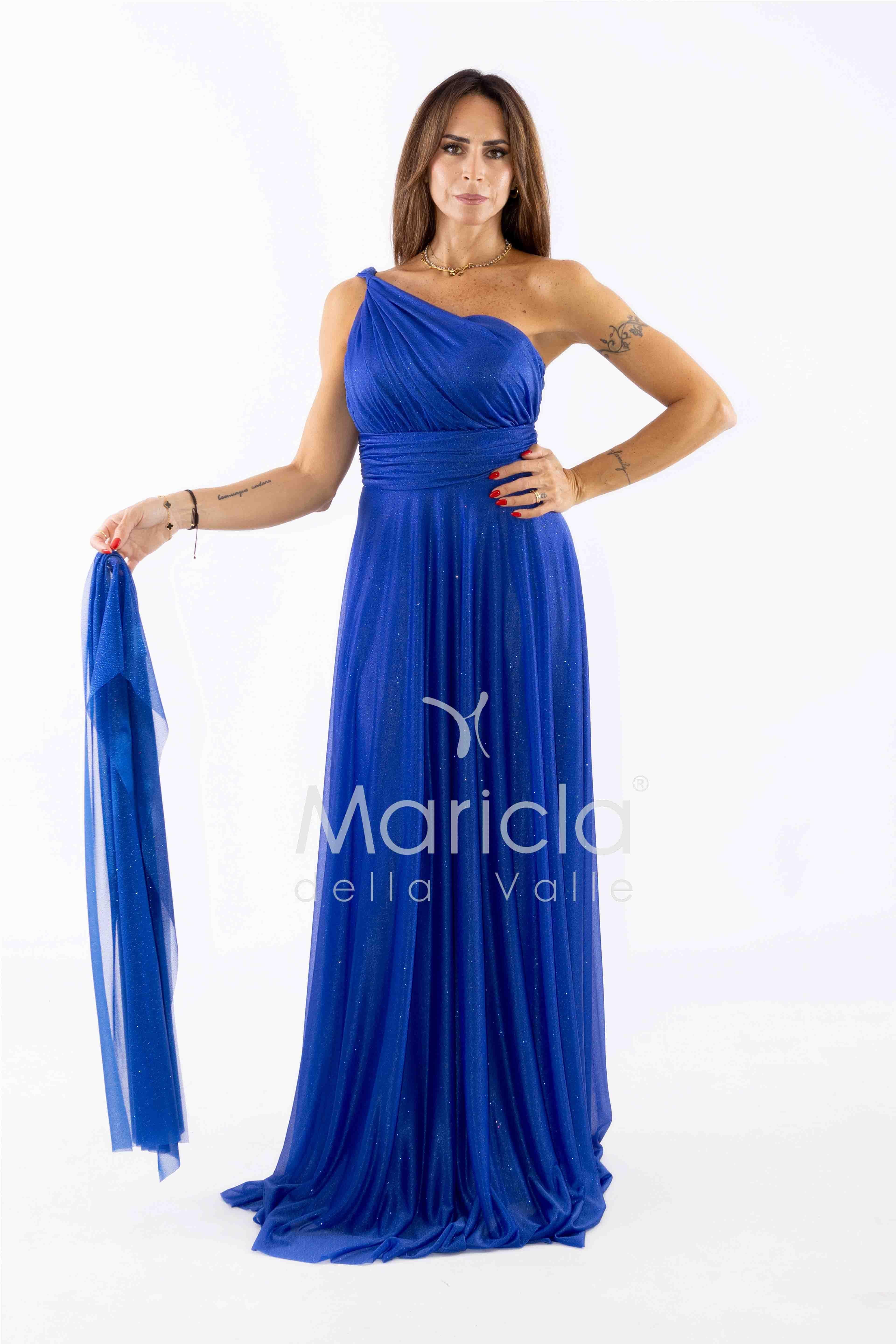 abito monospalla glitter FI7015 ROYAL MARICLA ELEGANCE 
