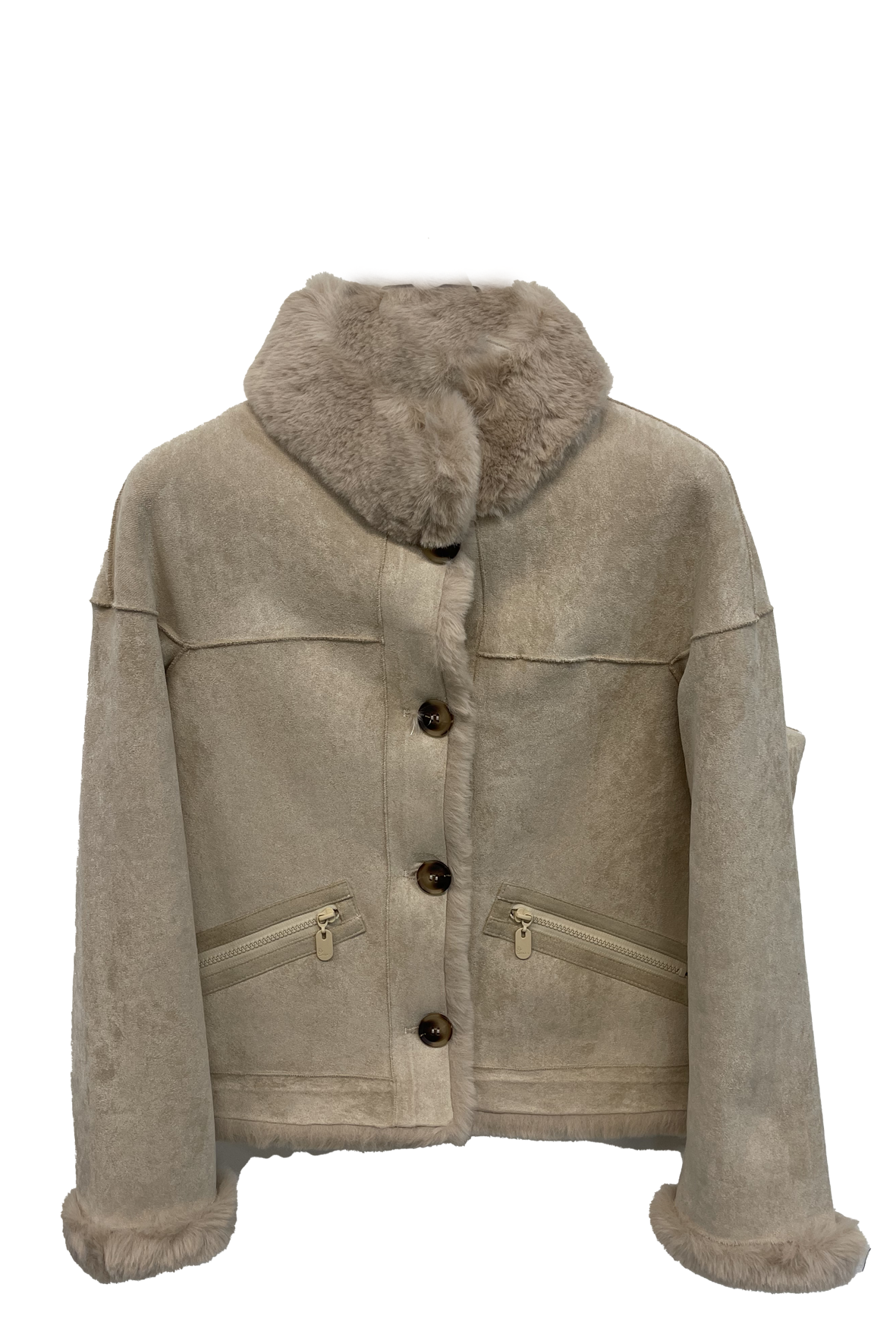 Giaccone Montone Medio con Collo in pelliccia LIN3414 BEIGE LINDAS 