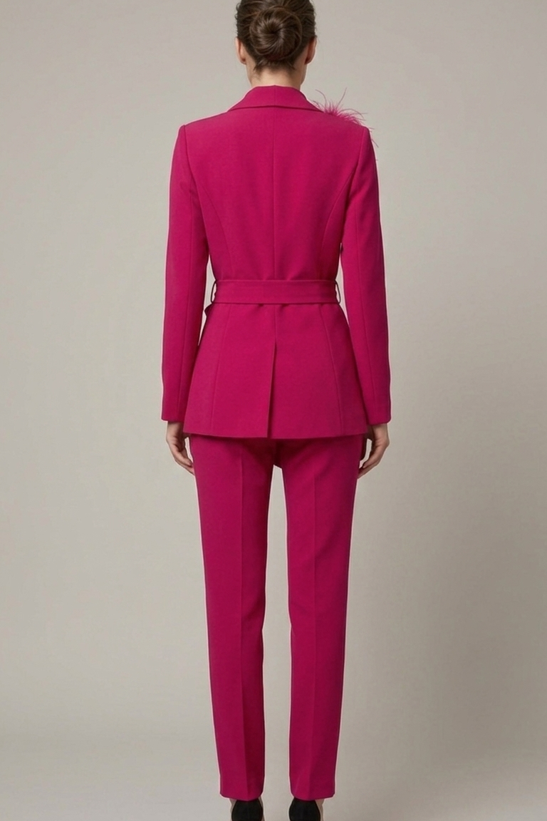 tailleur con piume bavero EC04609 AMARENA MARICLA 