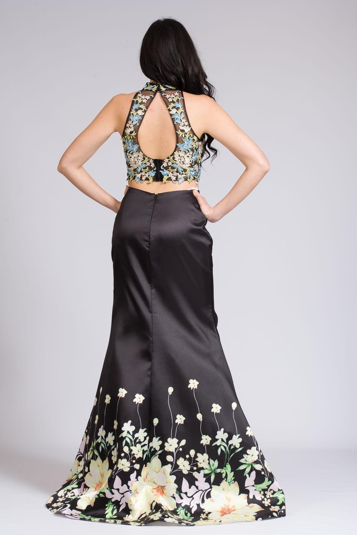 Gonnellone con corpetto ricamato<BR/> JC33647 NERO MARICLA ELEGANCE 