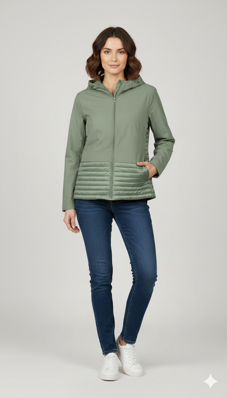 Giubbino tecnico trapuntato con cappuccio EC24110 MENTA MARICLA 