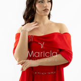 abito lungo scollo omerale strass SH827AL ROSSO SHARON 