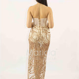 abito paiette con trasparenza e culotte SH848AL ORO SHARON 