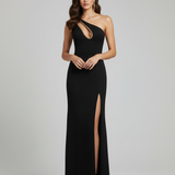 Abito monospalla con scollatura a goccia e spacco ANT61105KU NERO ANTILLE ELEGANCE 