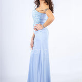 abito sirena monospalla ricamato ANT22407XJ POLVERE ANTILLE ELEGANCE 