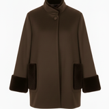 Cappotto con manicotti in pelliccia ROMI2734 MORO MARICLA 