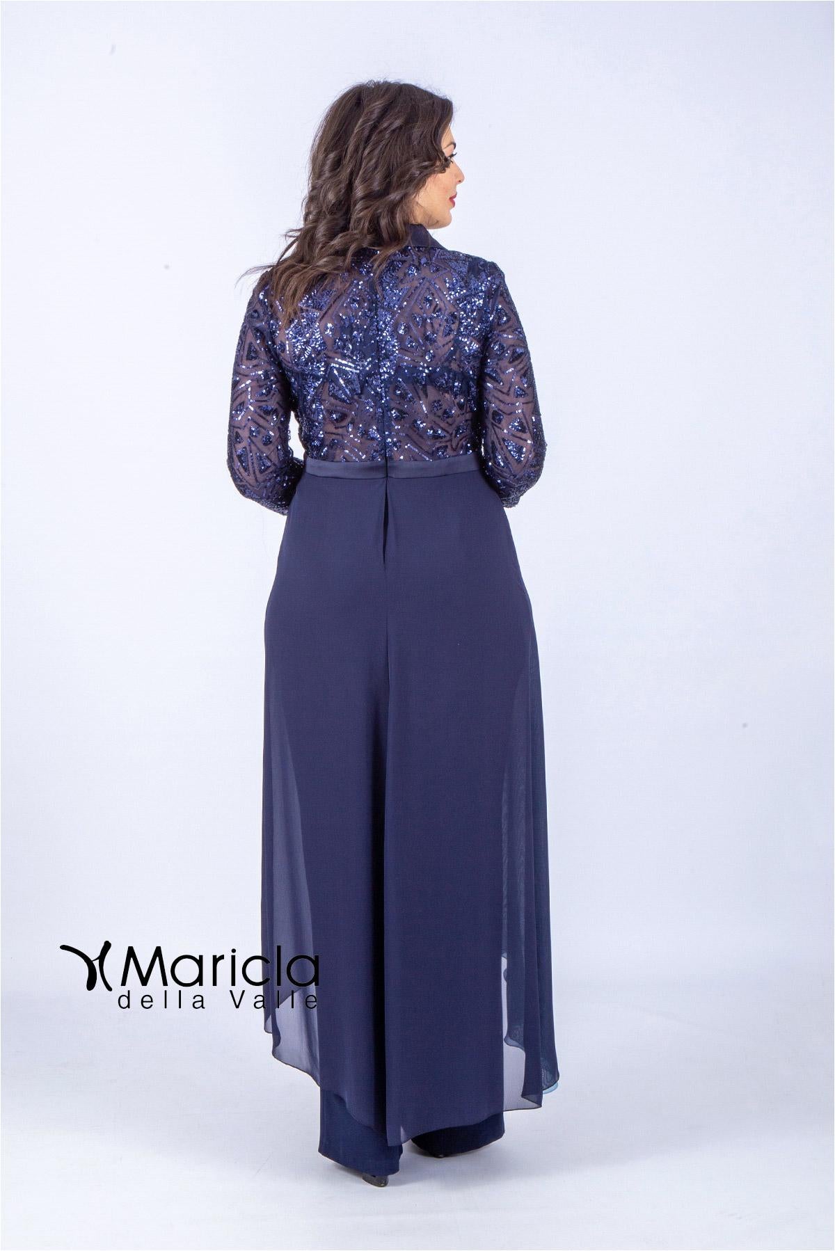 man.3/4 ricamo PF112 BLU PAOLA FORTI 