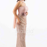 abito lungo strass e fiore DEG55853 RAME MARICLA ELEGANCE 