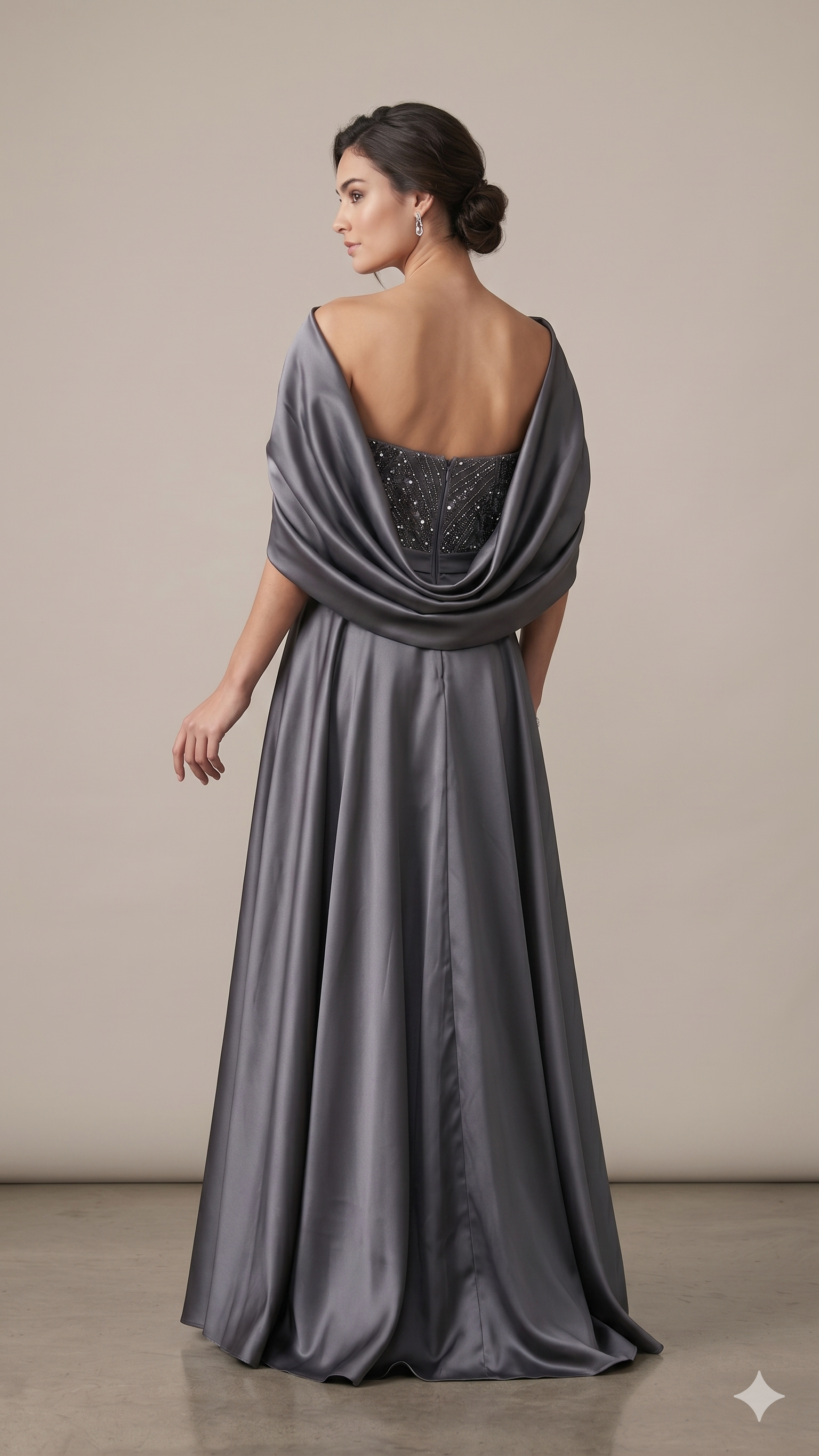 Abito a sirena con strass ALC17 GRIGIO MARICLA ELEGANCE 