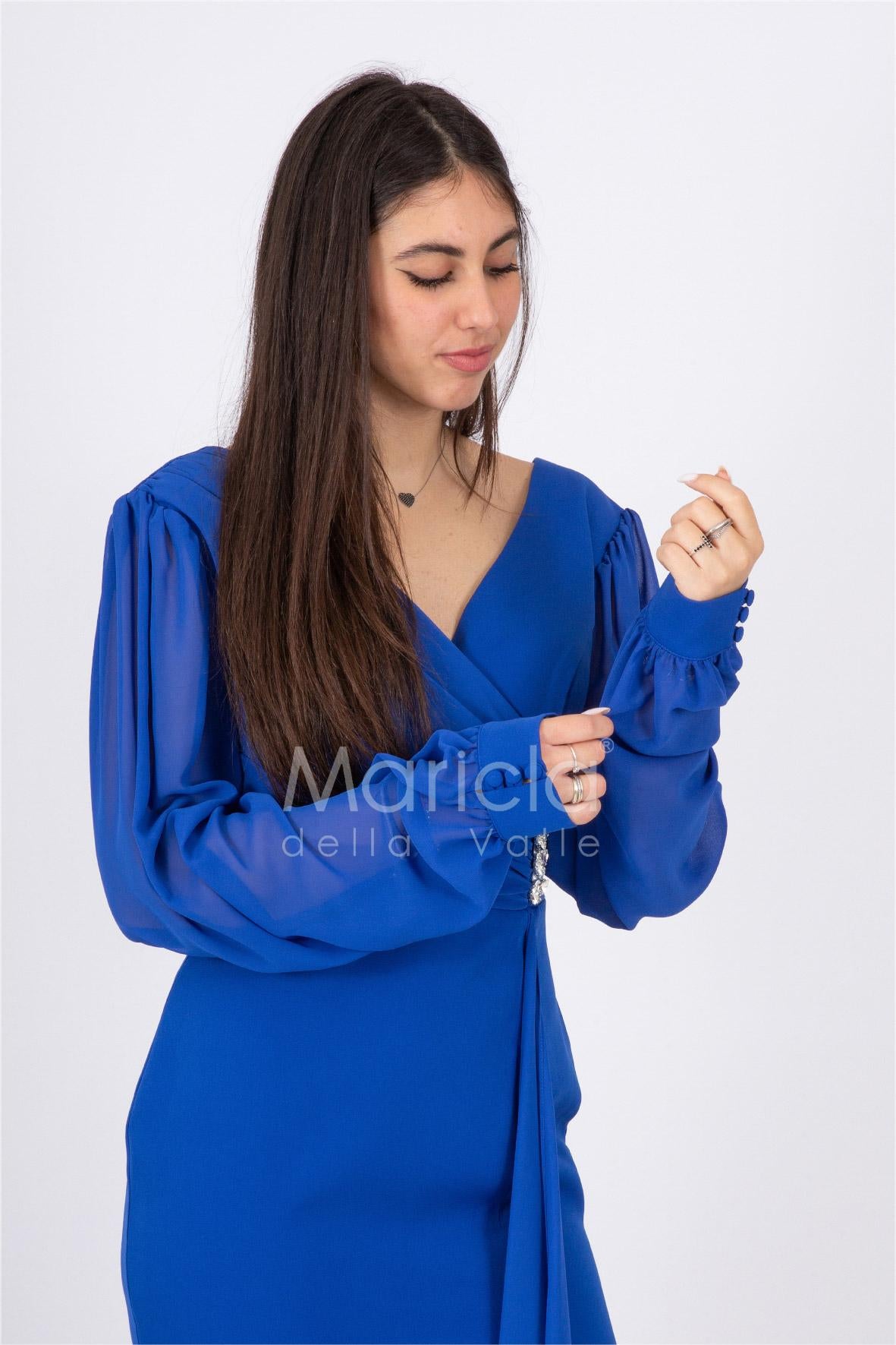 abito manica lunga con gioiello CAR58137 ROYAL MARICLA ELEGANCE 