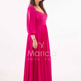 abito con manica lunga aperta SP240067 FUCSIA SONIA PENA 
