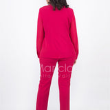 tailleur collo ricamo PF416 FUXIA PAOLA FORTI 